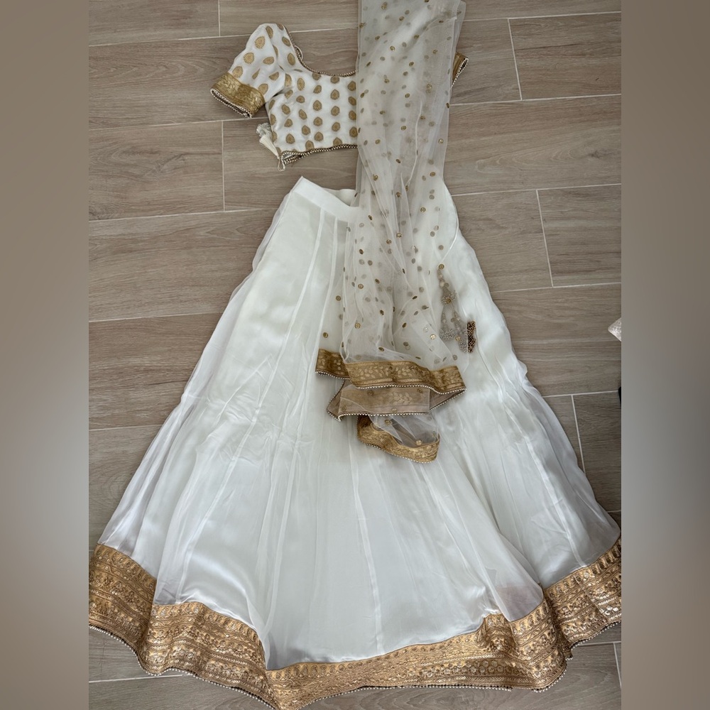 Elegant white & gold lehenga